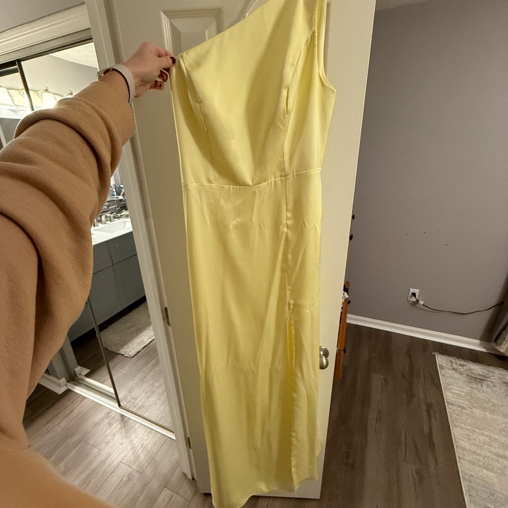 Birdy Grey One Shoulder Dress in Light Yellow
